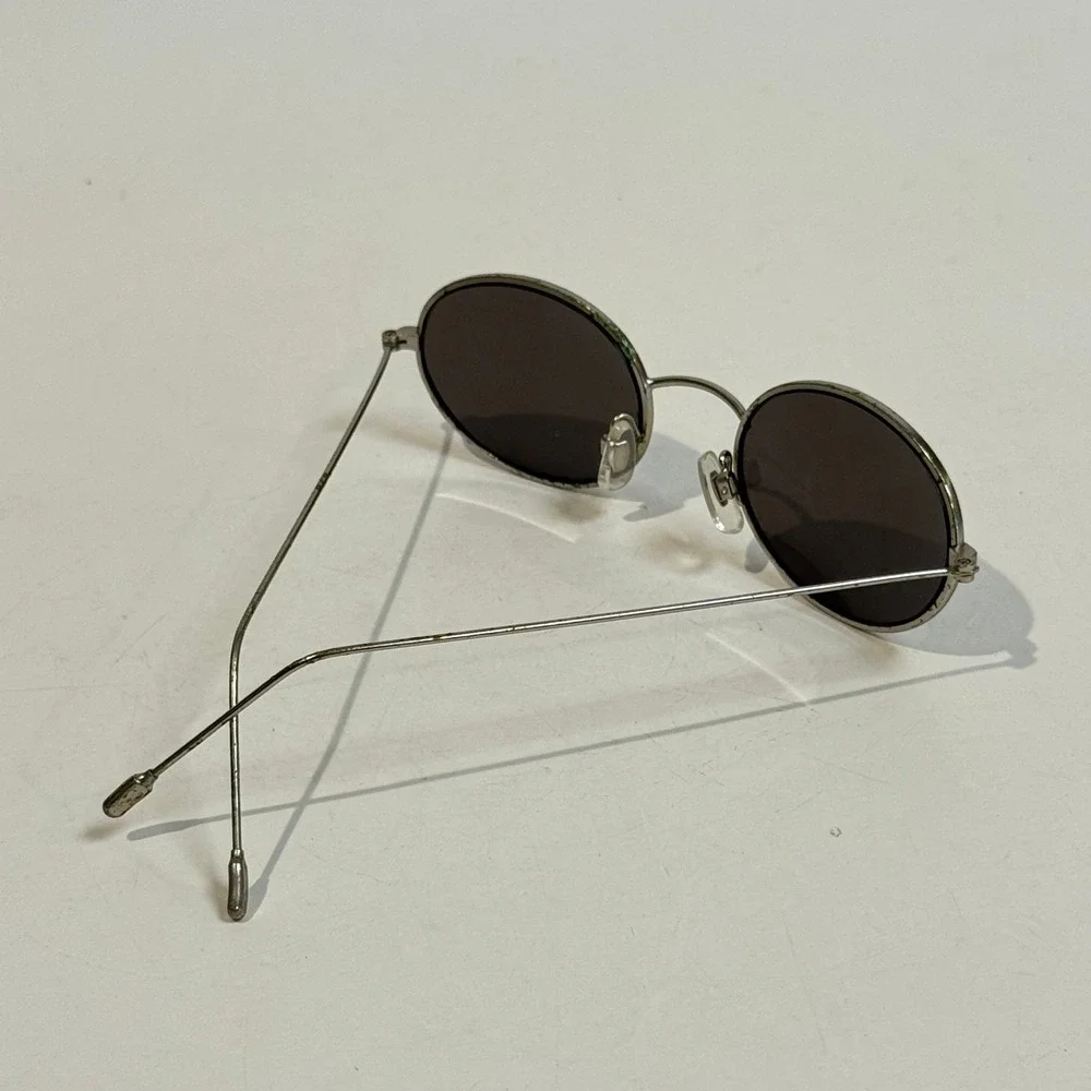 Vintage Y2K Oval Wire Frame Sunglasses Dark Lens Matrix Style Retro 90s